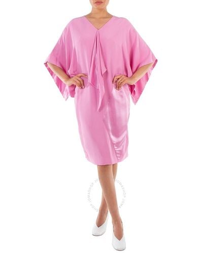 Burberry Primrose Cape Sleeve Silk Dress - Pink