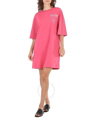 Moschino Gem-logo T-shirt Dress - Pink