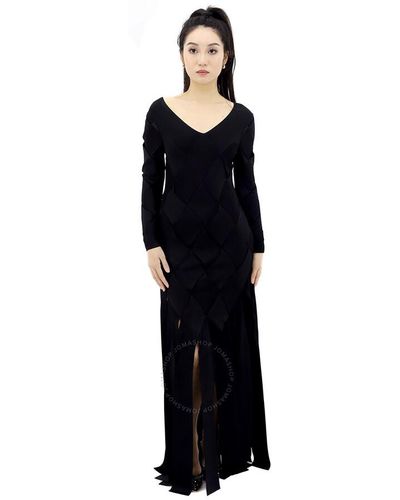 Burberry Anatori Long-sleeve Paneled Knit Gown - Black
