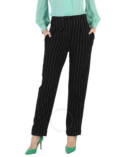 Moschino Pinstripe Wool-blend Tailored Trousers - Black