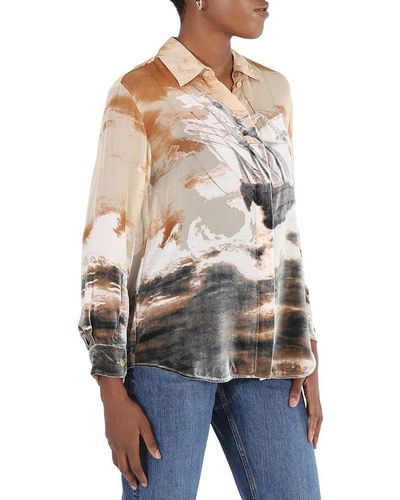 Burberry Ship Print Devoré Silk Blend Oversized Shirt - Multicolour