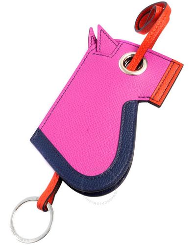 Hermès Camail Key Ring- Magnolia/bleu De Malte/capucine - Pink