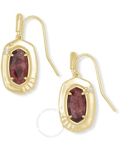 Kendra Scott Anna 14k Yellow Gold Plated Brass And Maroon Jade Earrings 4217717754 - Metallic