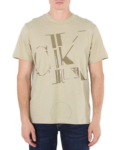 Calvin Klein Wheat Fields Scattered Ck Logo Cotton T-shirt - Natural