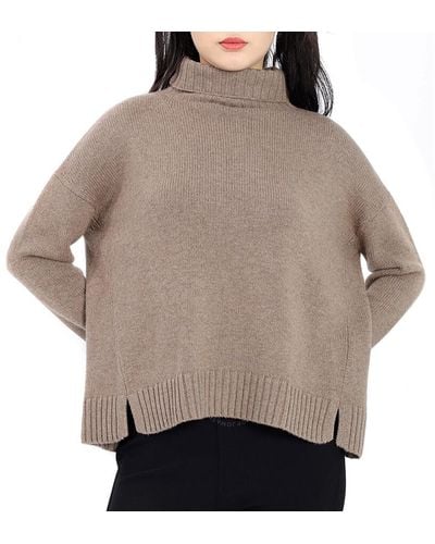 Max Mara Trau Wool And Cashmere High-neck Knitted Jumper - Grey