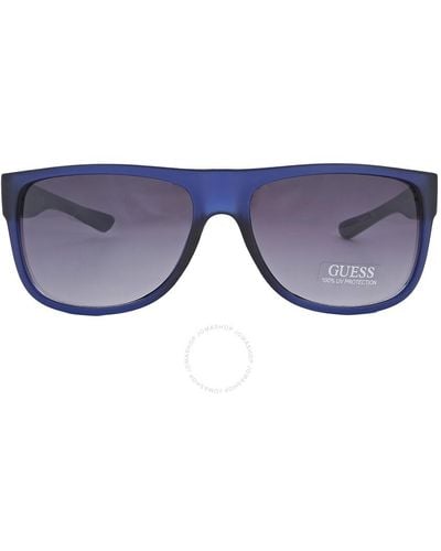 Guess Factory Grey Browline Sunglasses Gf0187 91b 59 - Blue