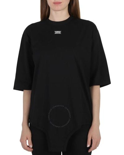 Burberry Logo Applique Cut-out Hem Oversized T-shirt - Black