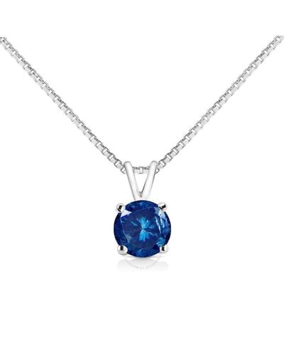 Haus of Brilliance 14k Gold 1/2 Cttw Round Brilliant Cut Lab Grown Blue Diamond 4-prong Solitaire Pendant Necklace