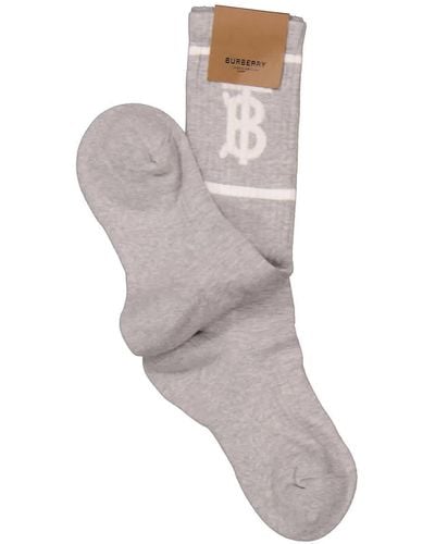 Burberry Monogram Motif Intarsia Socks - Grey