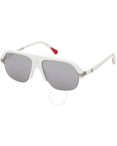 Moncler Lodge Smoke Mirror Navigator Sunglasses Ml0267 21c 57 - Metallic