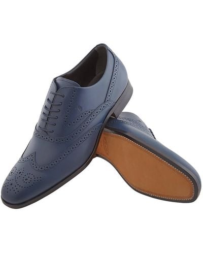 Tod's Perforated Leather Lace-up Oxford Shoes - Blue