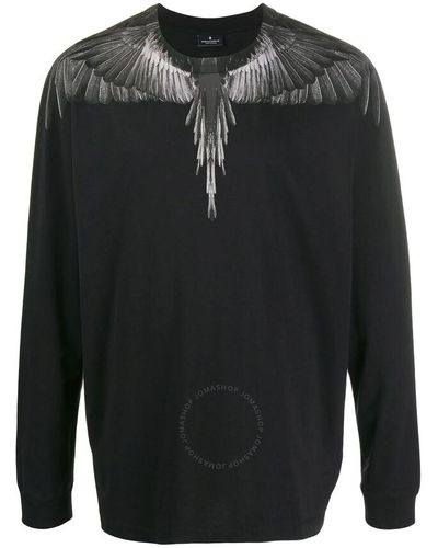 Marcelo Burlon Wings Long Sleeve Cotton T-shirt - Black