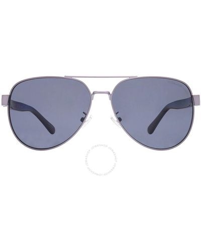 COACH Polarized Dark Grey Pilot Sunglasses Hc7143 900481 61 - Black