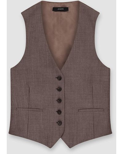 JOSEPH Gilet Kinglake en tailleur laine - Marron