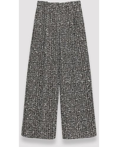 JOSEPH Wool Tweed Primrose Trousers - Grey