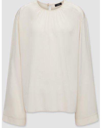 JOSEPH Silk Crepe De Soie Braidwood Blouse - White