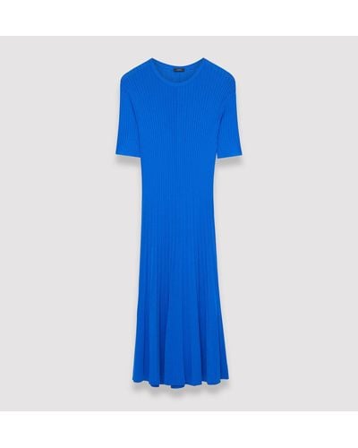 JOSEPH Viscose Ribbed Knitted Dress - Blue