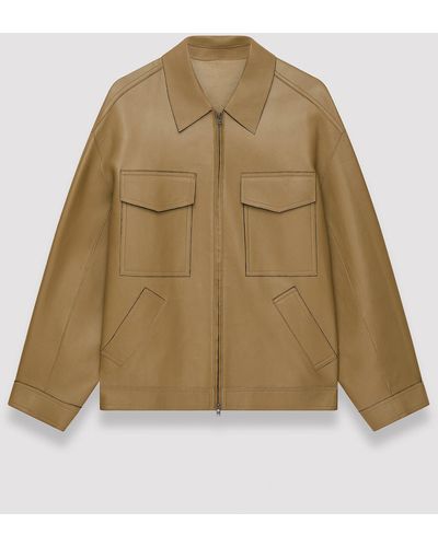 JOSEPH Bonded Leather Lyndhurst Jacket - Natural