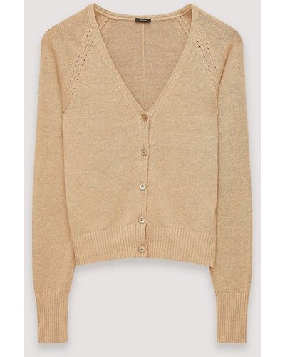 JOSEPH Linen Blend Knitted Cardigan - Natural