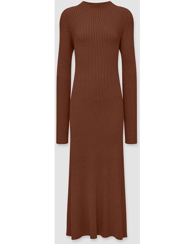 JOSEPH Silk Cashmere Dress - Brown