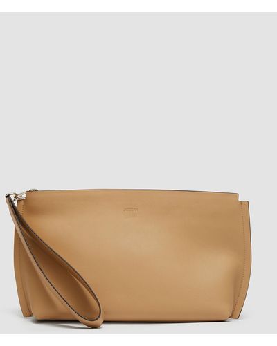 JOSEPH Leather Clutch Bag - Natural