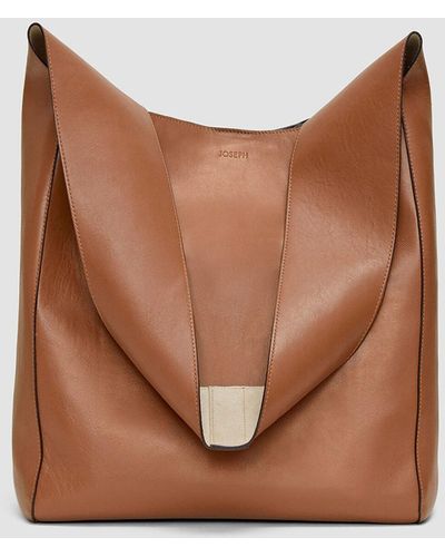 JOSEPH Leather Slouch Bag - Brown