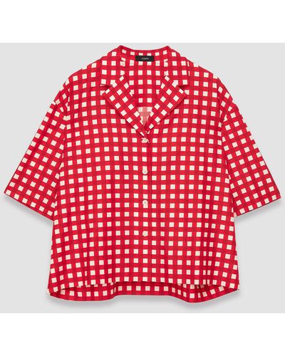 JOSEPH Vichy Cotton Silk Leopold Shirt - Red