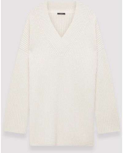 JOSEPH Cardigan Stitch V Neck Jumper - Natural