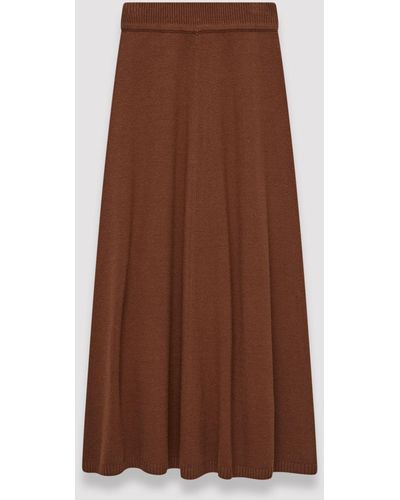 JOSEPH Silk Cashmere Skirt - Brown