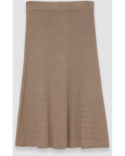 JOSEPH Linen Cotton Knitted Skirt - Brown