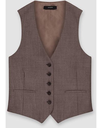JOSEPH Tailoring Wool Kinglake Waistcoat - Brown