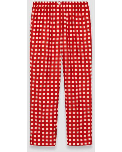 JOSEPH Vichy Cotton Silk Tottenham Trousers - Red
