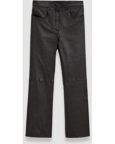 JOSEPH Leather Stretch Duke Trousers - Grey
