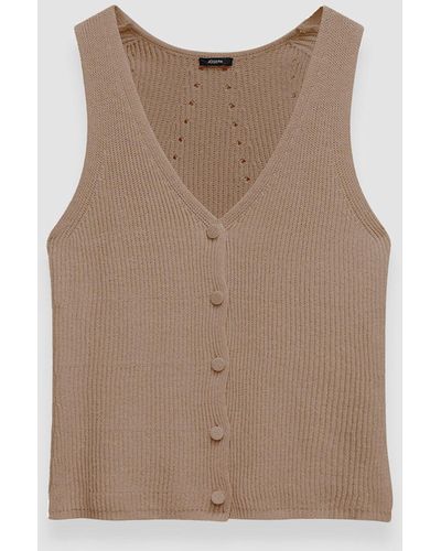 JOSEPH Linen Cotton Knitted Vest - Natural
