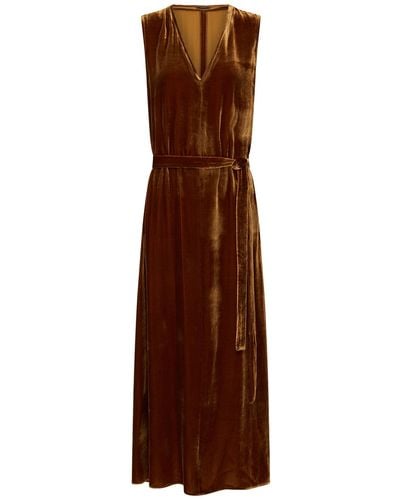 JOSEPH Drapy Velvet Dorsay Dress - Brown