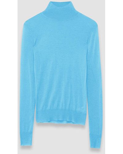 JOSEPH Cashair High Neck Jumper - Blue