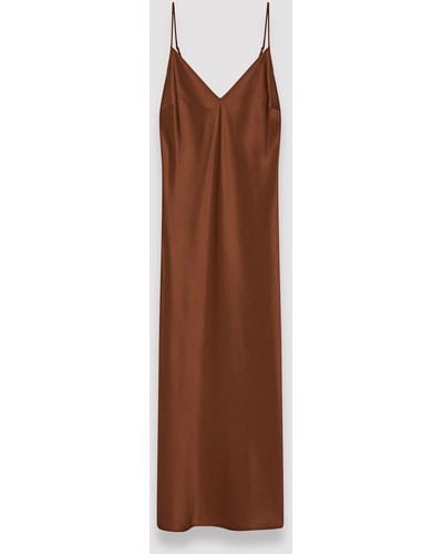 JOSEPH Silk Satin Clea Dress - Brown