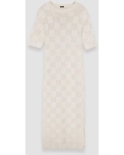 JOSEPH Textured Vichy Knitted Dress - White