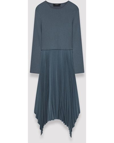 JOSEPH Pleated Flannel Deron Dress - Blue