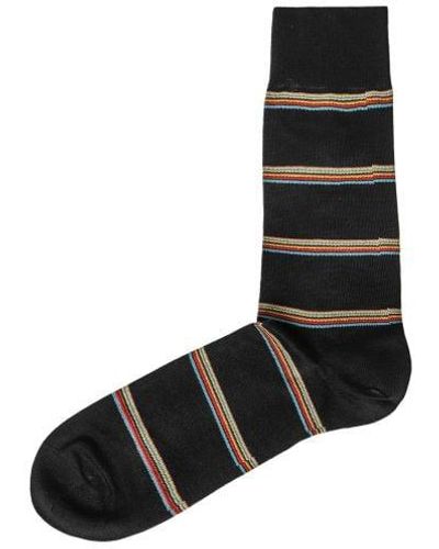 Paul Smith Block Signature Stripe Socks - Black