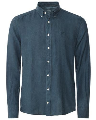 Hackett Slim Fit Linen Shirt - Blue