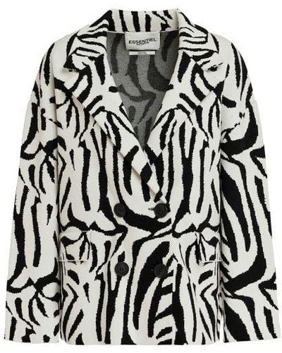 Essentiel Antwerp Zebra Jacquard-knitted Jacket - Black