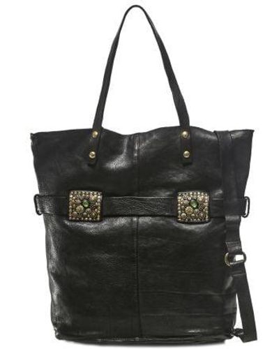 Campomaggi Studded Leather Shopper Bag - Black