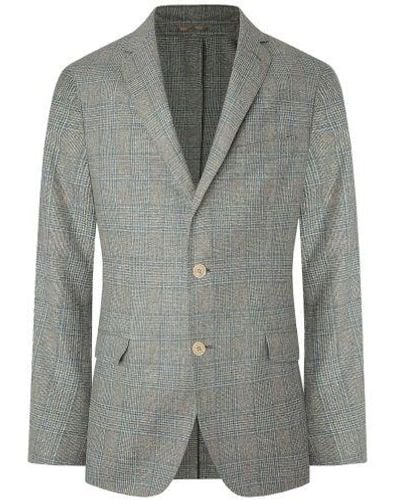 Hackett Silk Wool Check Jacket - Grey
