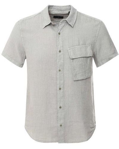 Belstaff Short Sleeve Linen Scale Shirt - Grey