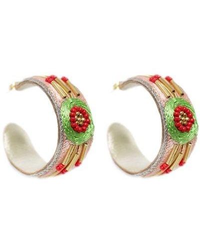 nahua Apryl Embroidered Hoops - Pink
