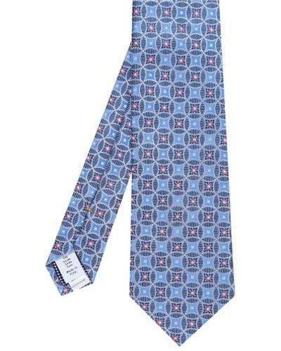 Eton Silk Geometric Tie - Blue