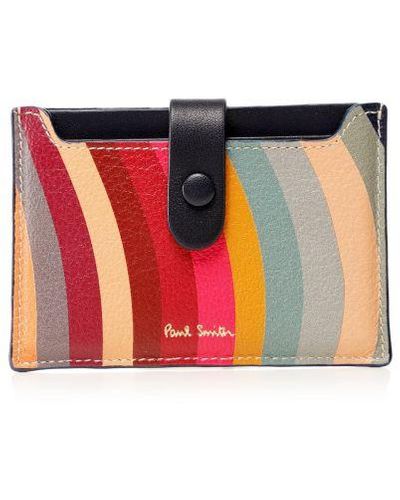 Paul Smith Swirl Leather Card Holder - Red