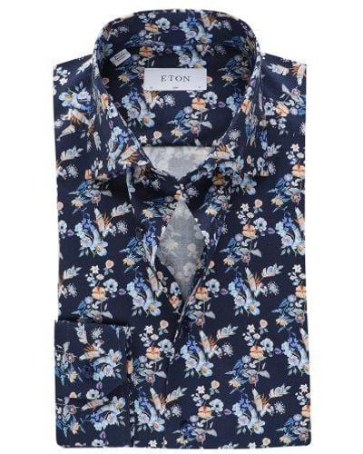 Eton Slim Fit Floral Shirt - Blue