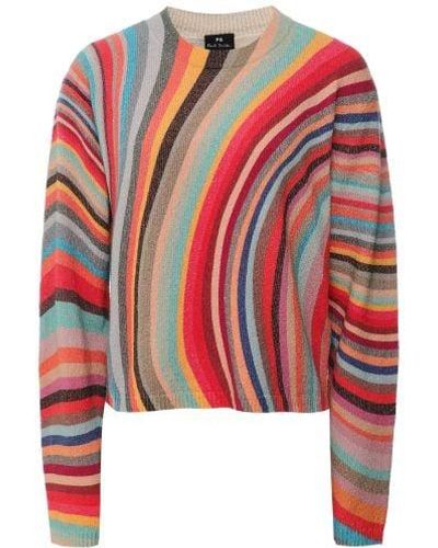 Paul Smith Swirl Boucle Crew Neck Jumper - Red